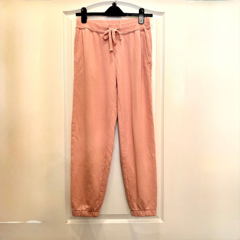 Eileen Fisher Dark Powder Organic Cotton French Terry Ankle Pant Sz XXS Pink